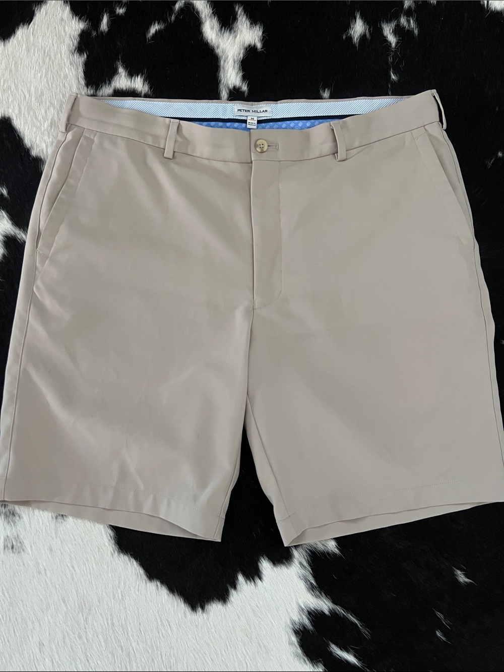 Peter Millar Taupe Surge Performance Flat Front Shorts Size 36